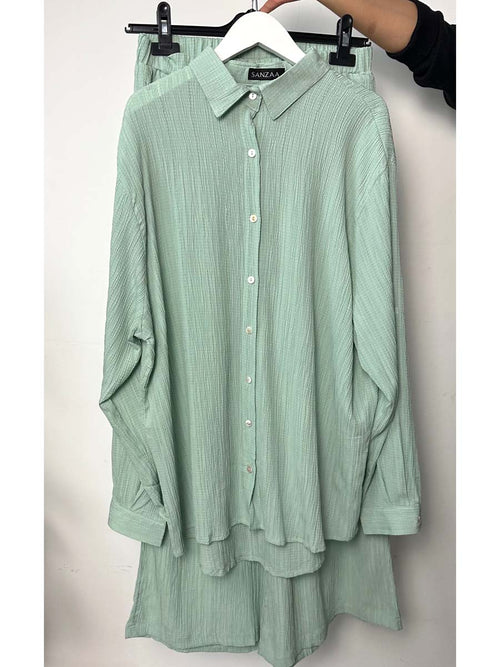 TEXTURED SHIRT CO-ORD MINT