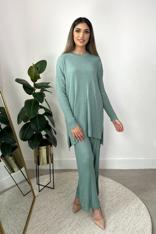 CABLE KNIT CO-ORD MINT