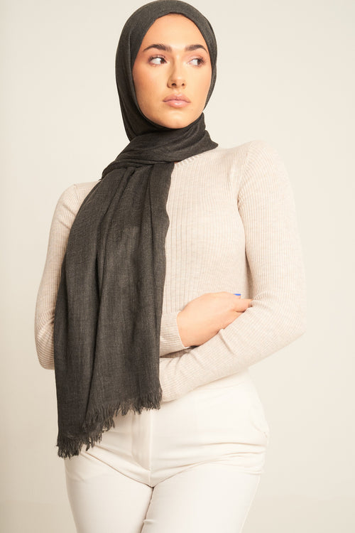 Charcoal Grey | Luxury Cotton Modal Hijab