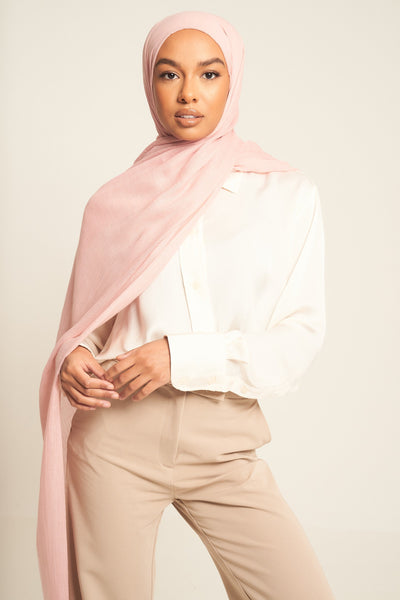 Luxury Cotton Modal Hijab - Tea Pink - SANZAA