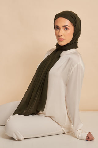 Herringbone Tweed Weave Modal Hijab - Soft Almond