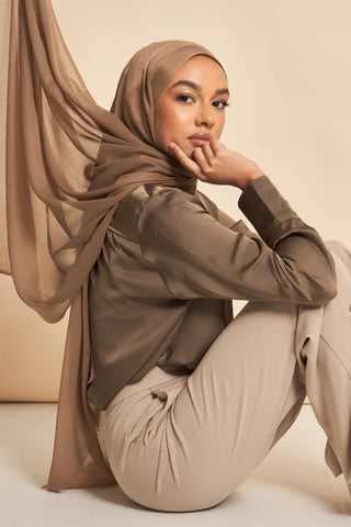 Mocha- Crinkle Chiffon Hijab