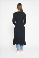 Half Rib Swing Jumper Dress- Black