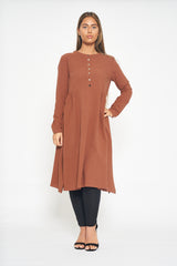 Button Front A Line Midi - Toffee