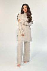 BUTTON SLEEVE CO-ORD STONE