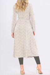 Beige Leaf Shirt Midmaxi