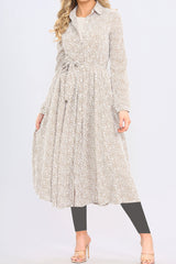 Beige Leaf Shirt Midmaxi