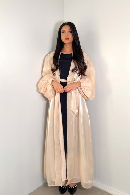 Luxury Metallic Shiny Kimono Cream