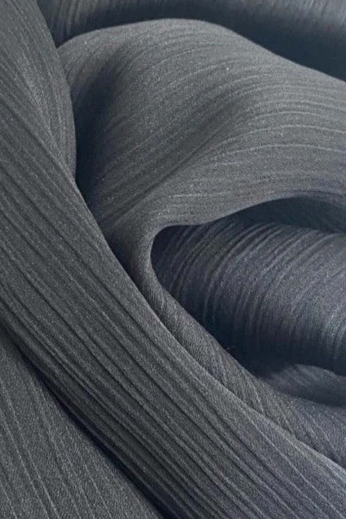 Crinkle Silk-Satin Touch Hijab - Black