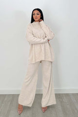 DIP HEM POLO CO-ORD STONE