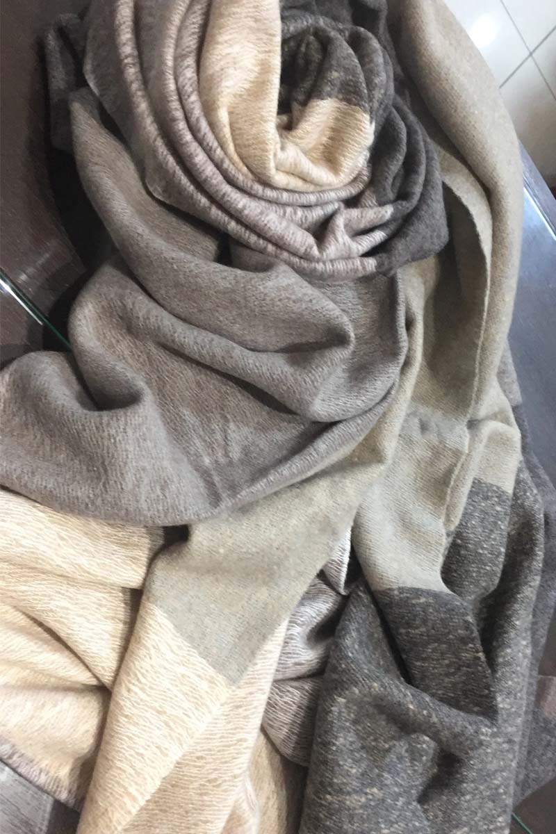 Earthy grey block blanket scarf