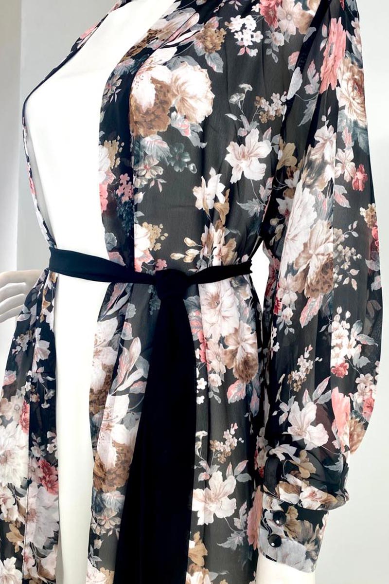 Floral printed kimono
