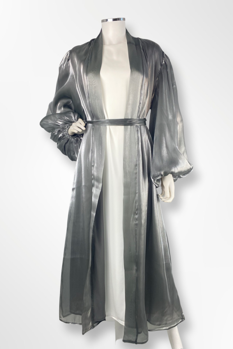 Luxury Metallic Shiny Kimono Grey