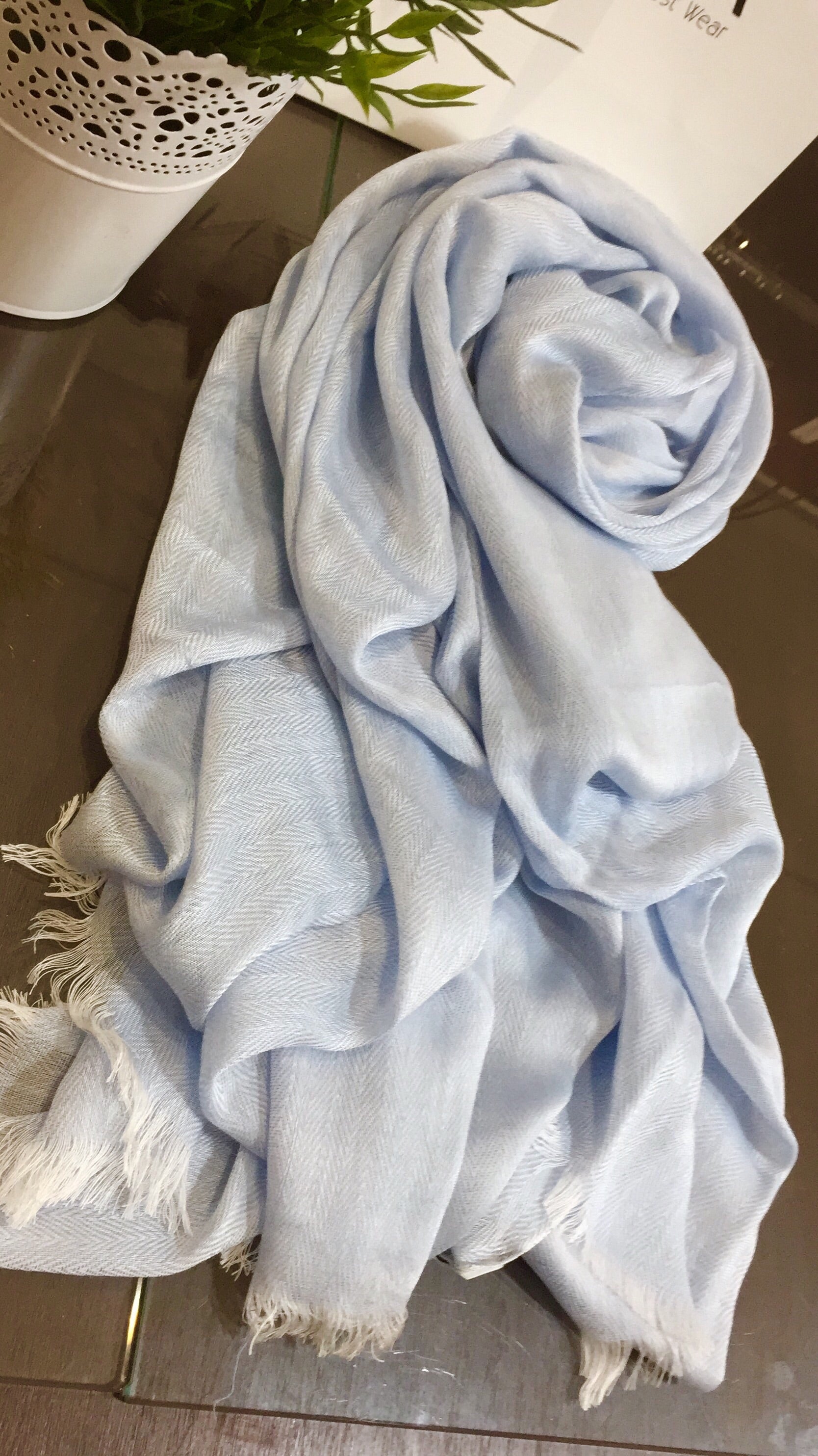 Herringbone tweed weave Modal Hijab- sky blue