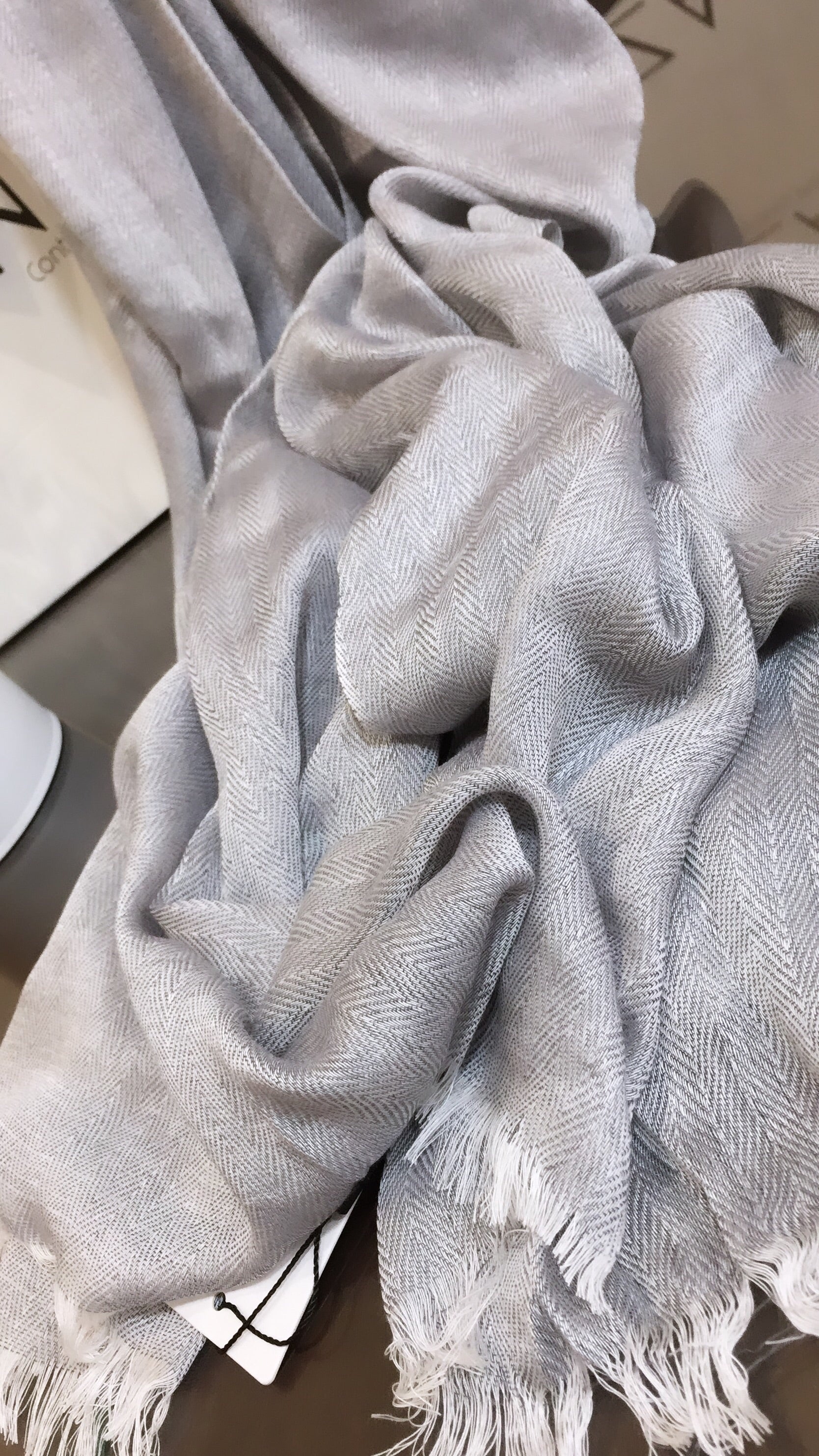 Herringbone Tweed Weave Modal Hijab - Iced Grey