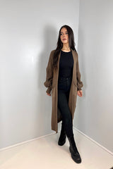 Balloon Sleeve Knit Cardigan Mocha