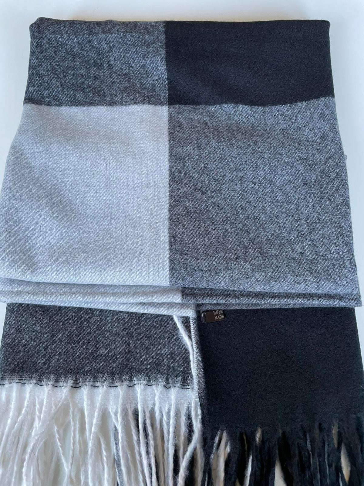 Grey Tonal Block Blanket Shawl