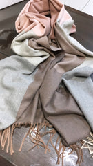 Peru brown-mink Block blanket scarf