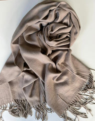 Taupe Plain Blanket Shawl with tassels