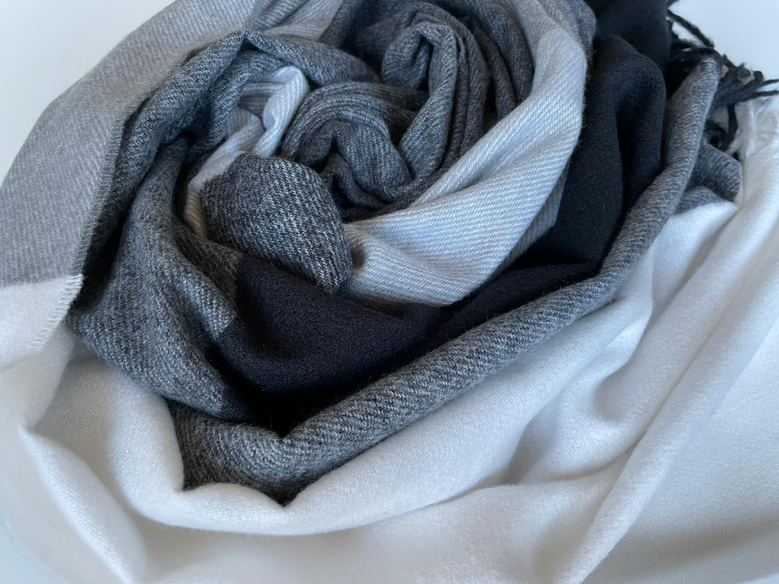 Grey Tonal Block Blanket Shawl
