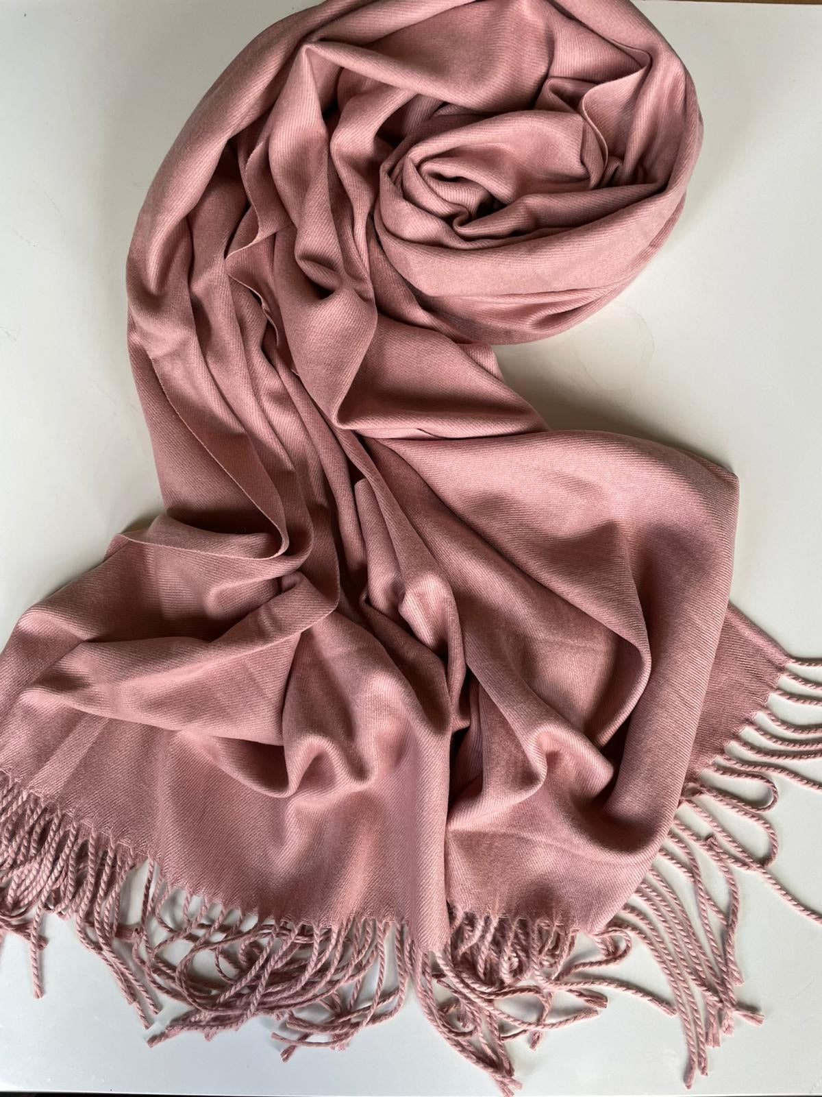 Dusky Pink Plain Blanket Shawl with Tassels