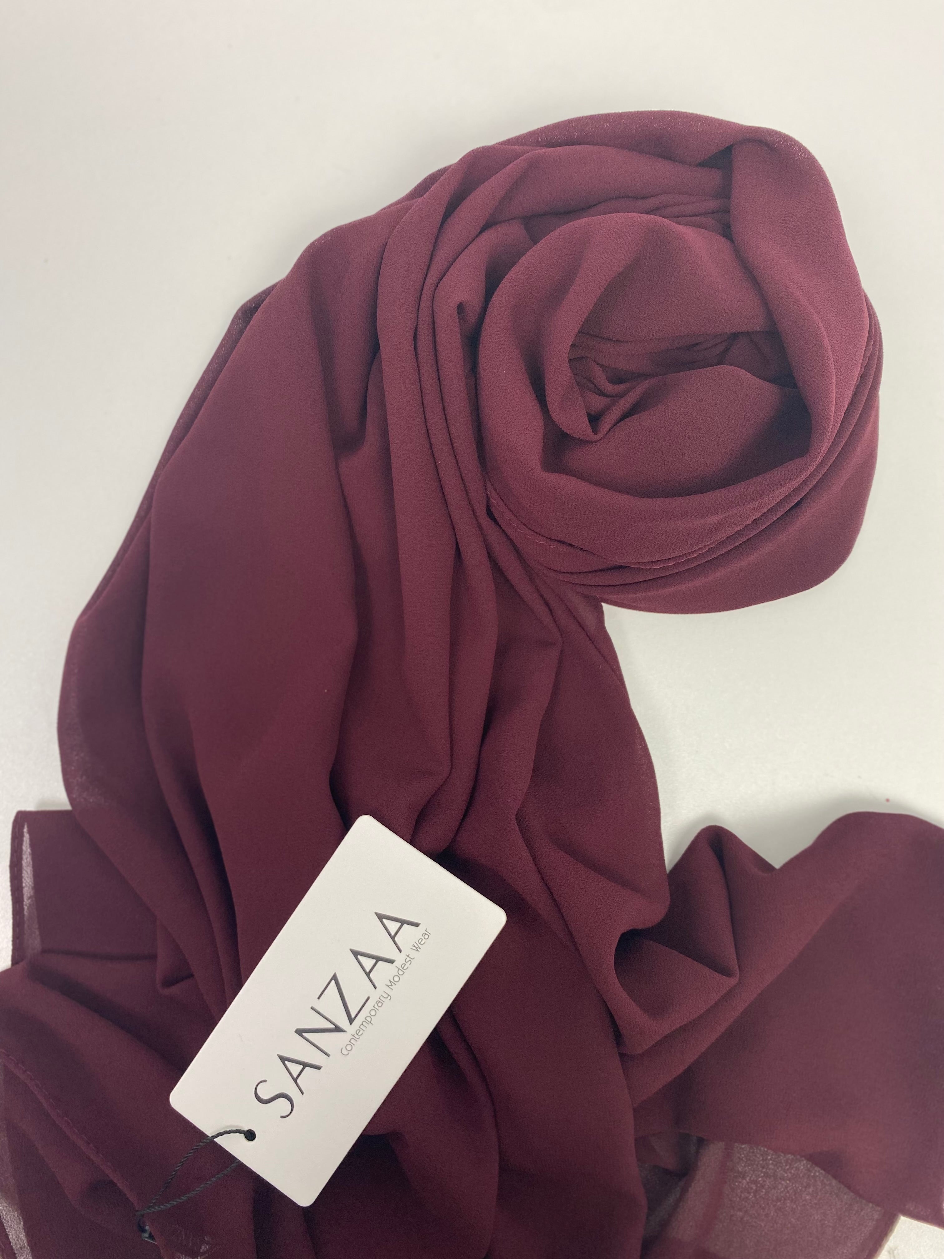 Deep burgundy- Chiffon Hijab