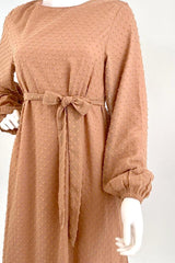 Swiss Dot Frill Maxi Peach