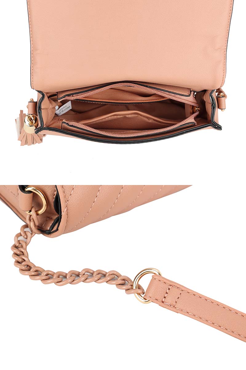Quilted Chain Cross body Bag Pink
