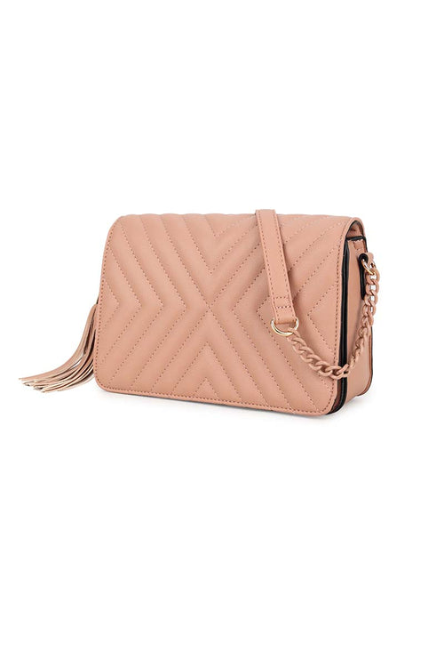 Quilted Chain Cross body Bag Pink