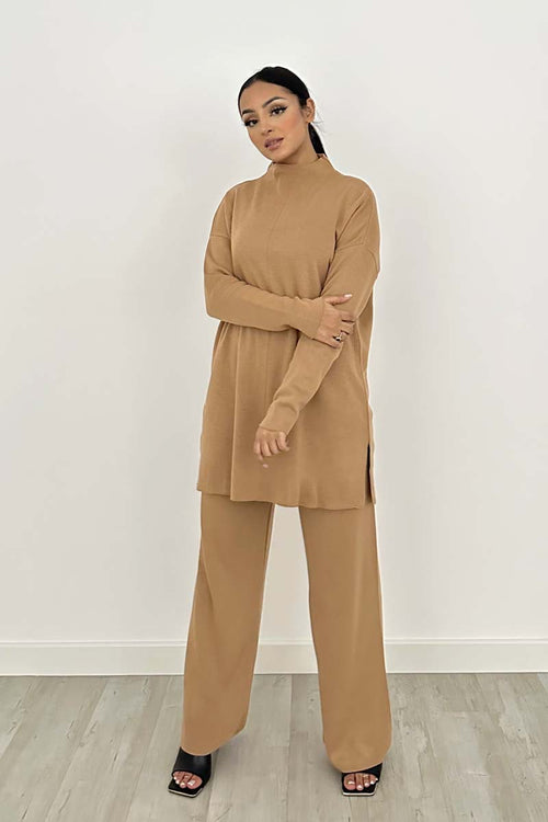 POLO KNIT CO-ORD NUDE