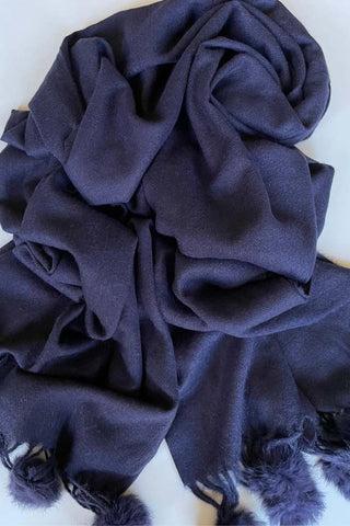 Pom Pom Black Blanket Shawl