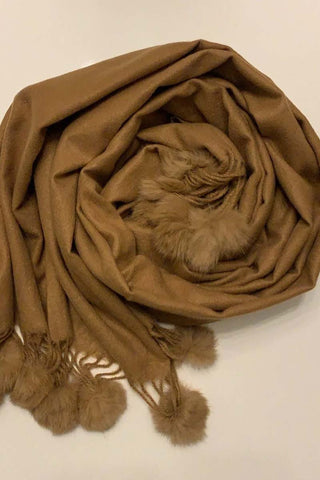Pom Pom grey blanket shawl