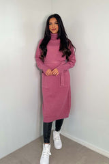 Roll Neck Jumper Midi - Rose