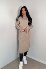 Roll Neck Jumper Midi - Stone