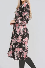 Rose Print Drawstring Waist Midi