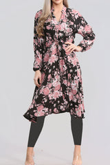 Rose Print Drawstring Waist Midi
