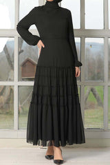 Ruffle Flare Maxi Black