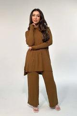 CABLE KNIT CO-ORD TOFFEE