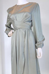 Satin Wrap Flare Dress Mint